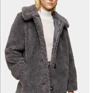 Topshop Faux Fur Borg Coat Size 8